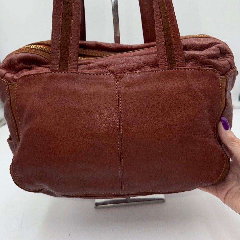 See by Chloe Terracotta Red Leather Bow Zipper Trim Shoulder Bag Tote - Picture 4 of 16